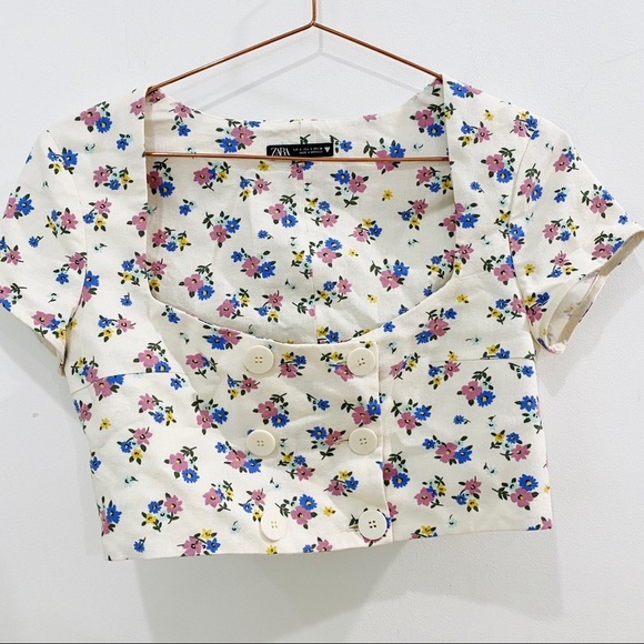 Zara button square neck crop top. NEW - Picture 3 of 5